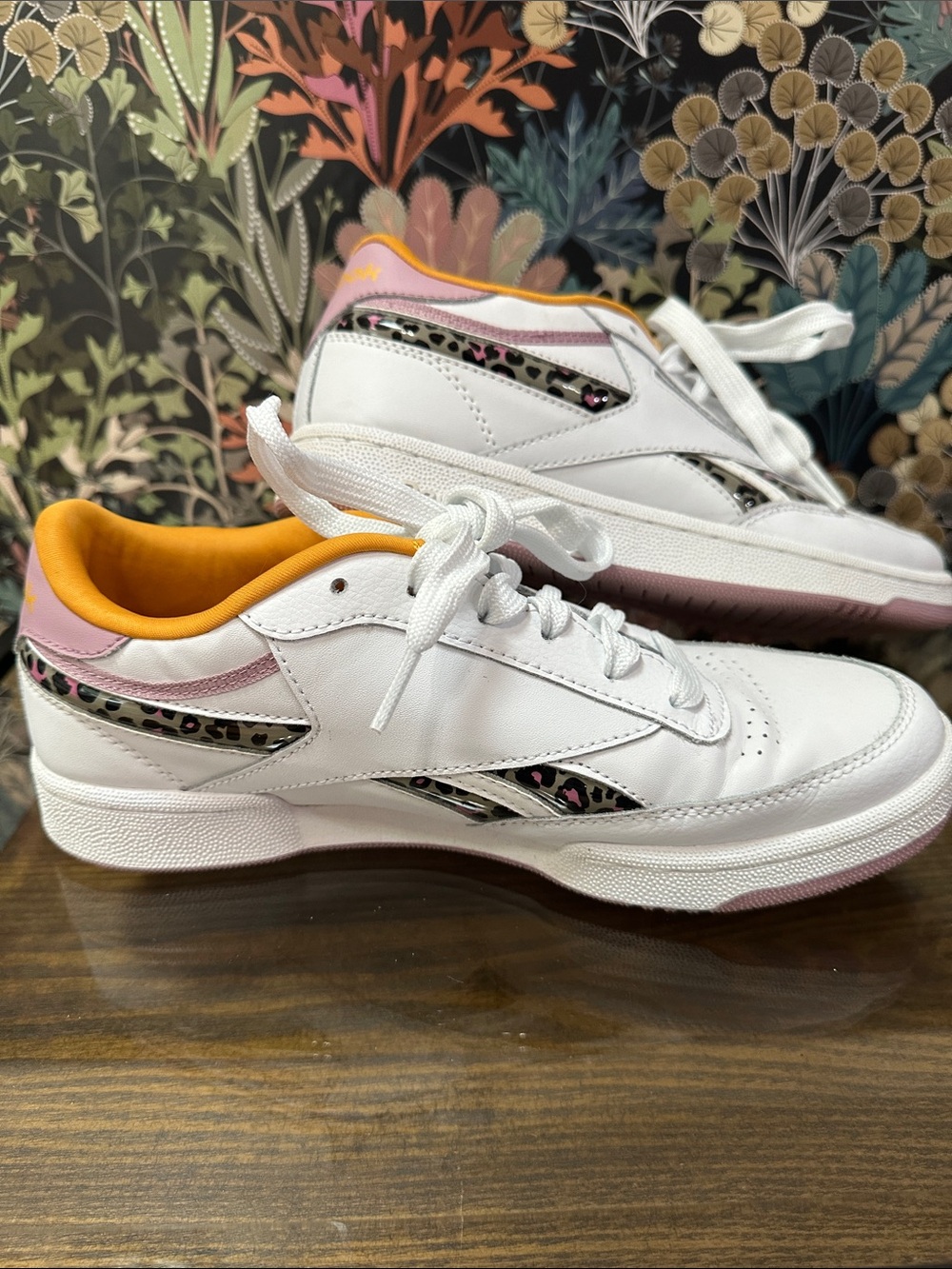 Reebok White Sneakers with Pink Trim and Orange Lining